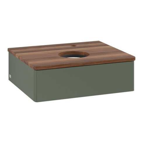 V&B Waschtischunterschrank ohne Frontstruktur -Beleuchtung Antao 60x19x50cm, HL, WBP w wa, lea gre. m Lac