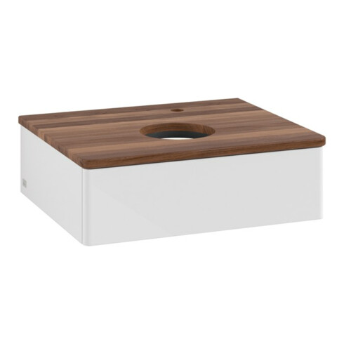 V&B Waschtischunterschrank ohne Frontstruktur -Beleuchtung Antao 60x19x50cm, HL, WBP w. wal, glo wh. Lac