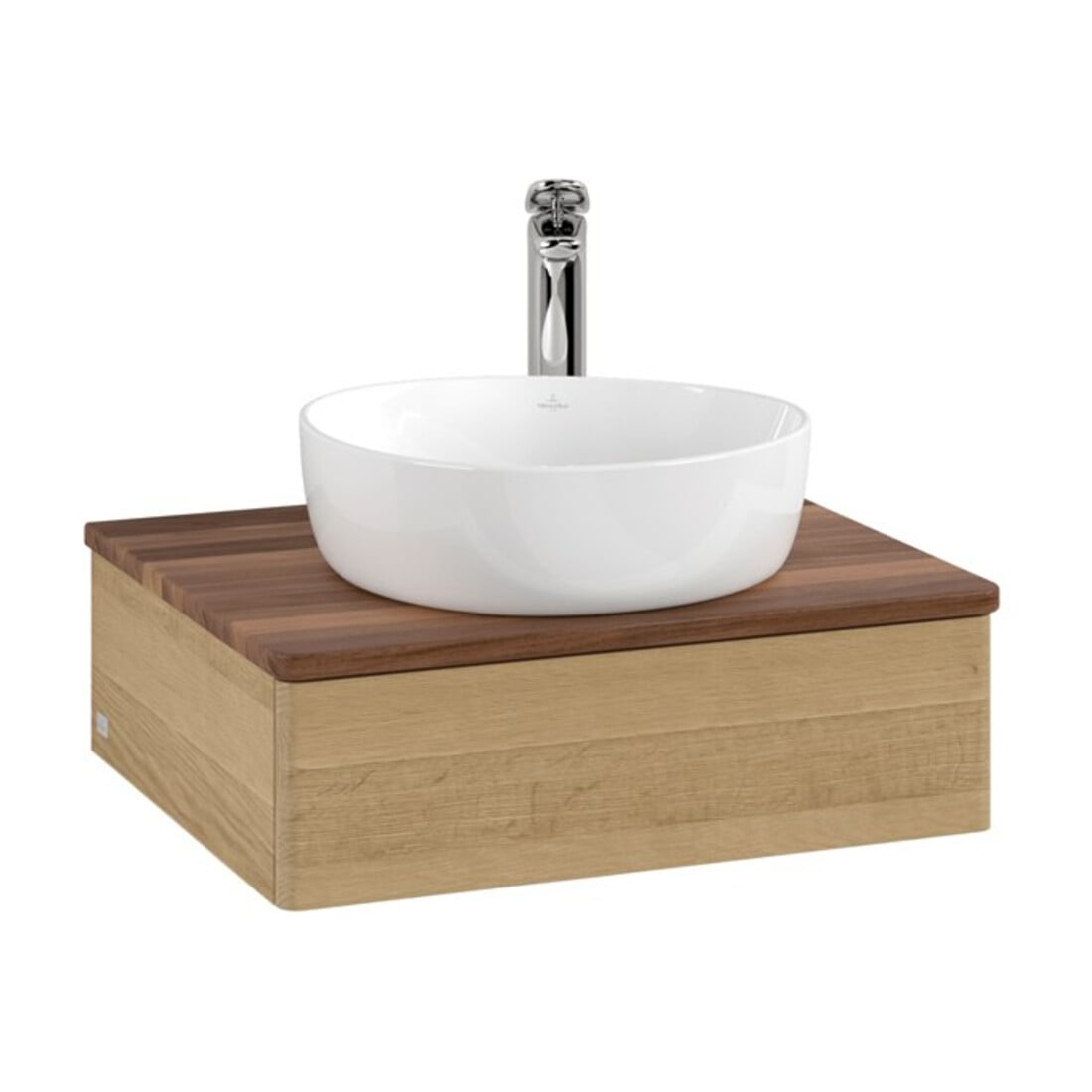 V&B Waschtischunterschrank ohne Frontstruktur -Beleuchtung Antao 60x19x50cm, HL, WBP w. wal, hon. Oa