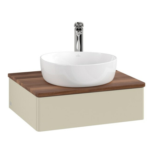 V&B Waschtischunterschrank ohne Frontstruktur -Beleuchtung Antao 60x19x50cm, HL, WBP w. wal, si Gr m Lac
