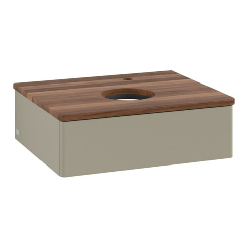 V&B Waschtischunterschrank ohne Frontstruktur -Beleuchtung Antao 60x19x50cm, HL, WBP w. wal, st. Gr m Lac