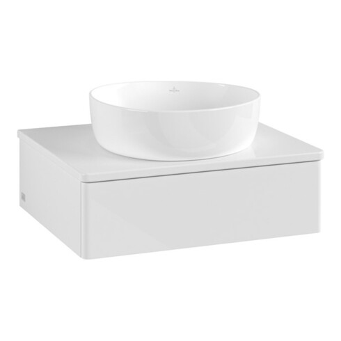 V&B Waschtischunterschrank ohne Frontstruktur -Beleuchtung Antao 60x19x50cm, WBP-farbe Lac, glo wh. Lac