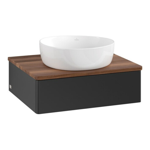 V&B Waschtischunterschrank ohne Frontstruktur -Beleuchtung Antao 60x19x50cm, WBP-farbe w. wal, bla m Lac