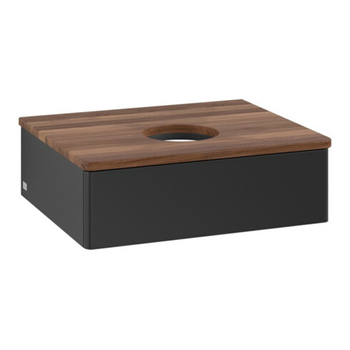 V&B Waschtischunterschrank ohne Frontstruktur -Beleuchtung Antao 60x19x50cm, WBP-farbe w. wal, bla m Lac