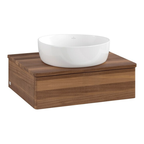 V&B Waschtischunterschrank ohne Frontstruktur -Beleuchtung Antao 60x19x50cm, WBP-farbe w. wal, w. walnut