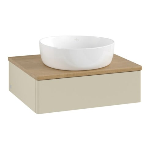 V&B Waschtischunterschrank ohne Frontstruktur -Beleuchtung Antao 60x19x50cm, WBP hon. Oa, si Gr m Lac