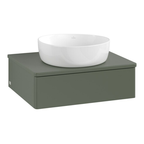 V&B Waschtischunterschrank ohne Frontstruktur -Beleuchtung Antao 60x19x50cm, WBP Lac, lea gre. m Lac