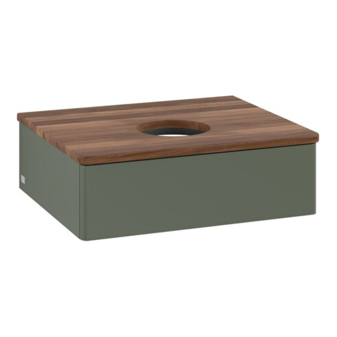 V&B Waschtischunterschrank ohne Frontstruktur -Beleuchtung Antao 60x19x50cm, WBP w. wal, lea gre. m Lac