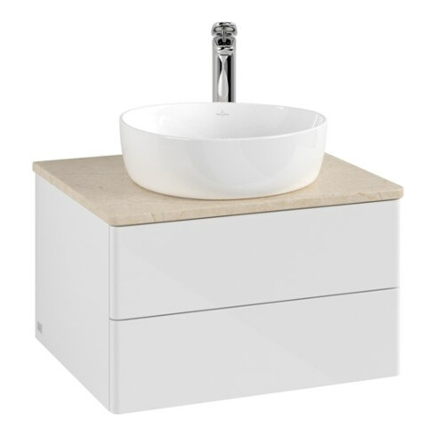 V&B Waschtischunterschrank ohne Frontstruktur -Beleuchtung Antao 60x36x50cm, HL, WBP botti., glo wh. Lac