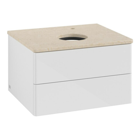 V&B Waschtischunterschrank ohne Frontstruktur -Beleuchtung Antao 60x36x50cm, HL, WBP botti., glo wh. Lac