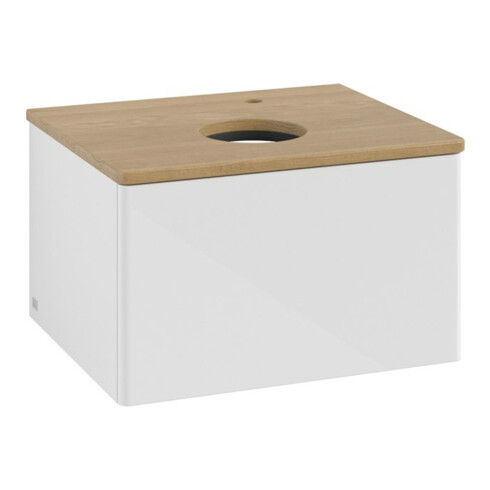 V&B Waschtischunterschrank ohne Frontstruktur -Beleuchtung Antao 60x36x50cm, HL, WBP hon. Oa, glo wh. Lac