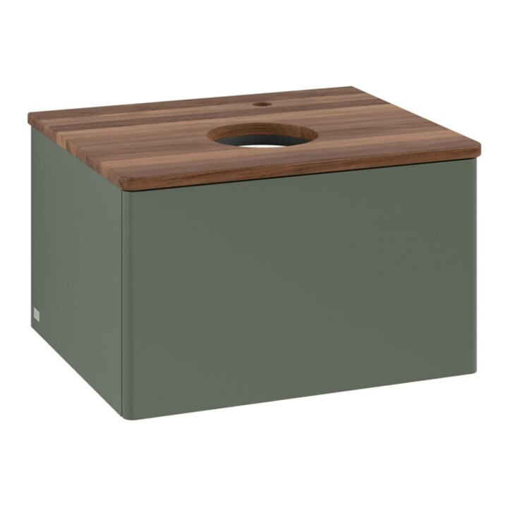 V&B Waschtischunterschrank ohne Frontstruktur -Beleuchtung Antao 60x36x50cm, HL, WBP w wa, lea gre. m Lac