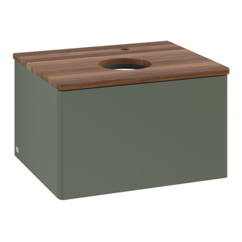 V&B Waschtischunterschrank ohne Frontstruktur -Beleuchtung Antao 60x36x50cm, HL, WBP w wa, lea gre. m Lac