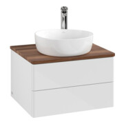 V&B Waschtischunterschrank ohne Frontstruktur -Beleuchtung Antao 60x36x50cm, HL, WBP w. wal, glo wh. Lac