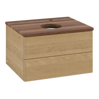 V&B Waschtischunterschrank ohne Frontstruktur -Beleuchtung Antao 60x36x50cm, HL, WBP w. wal, hon. Oa