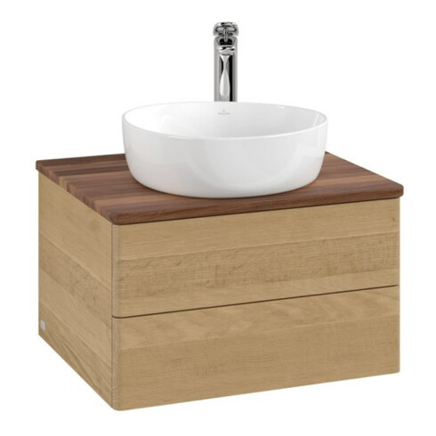 V&B Waschtischunterschrank ohne Frontstruktur -Beleuchtung Antao 60x36x50cm, HL, WBP w. wal, hon. Oa