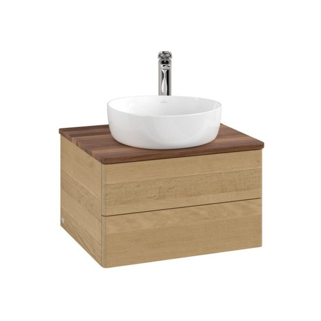 V&B Waschtischunterschrank ohne Frontstruktur -Beleuchtung Antao 60x36x50cm, HL, WBP w. wal, hon. Oa