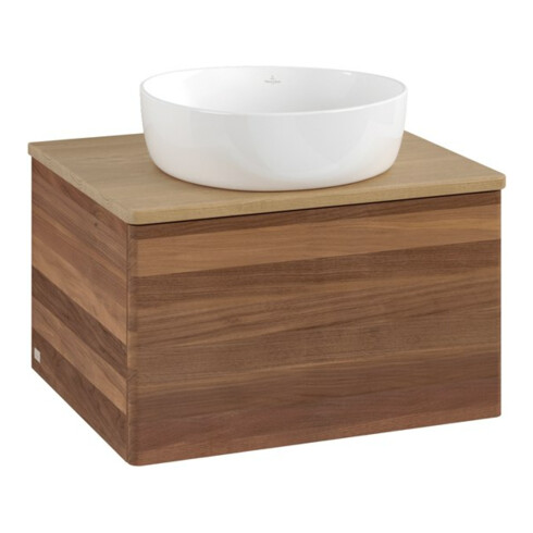 V&B Waschtischunterschrank ohne Frontstruktur -Beleuchtung Antao 60x36x50cm, WBP-farbe hon. Oa, w. walnut