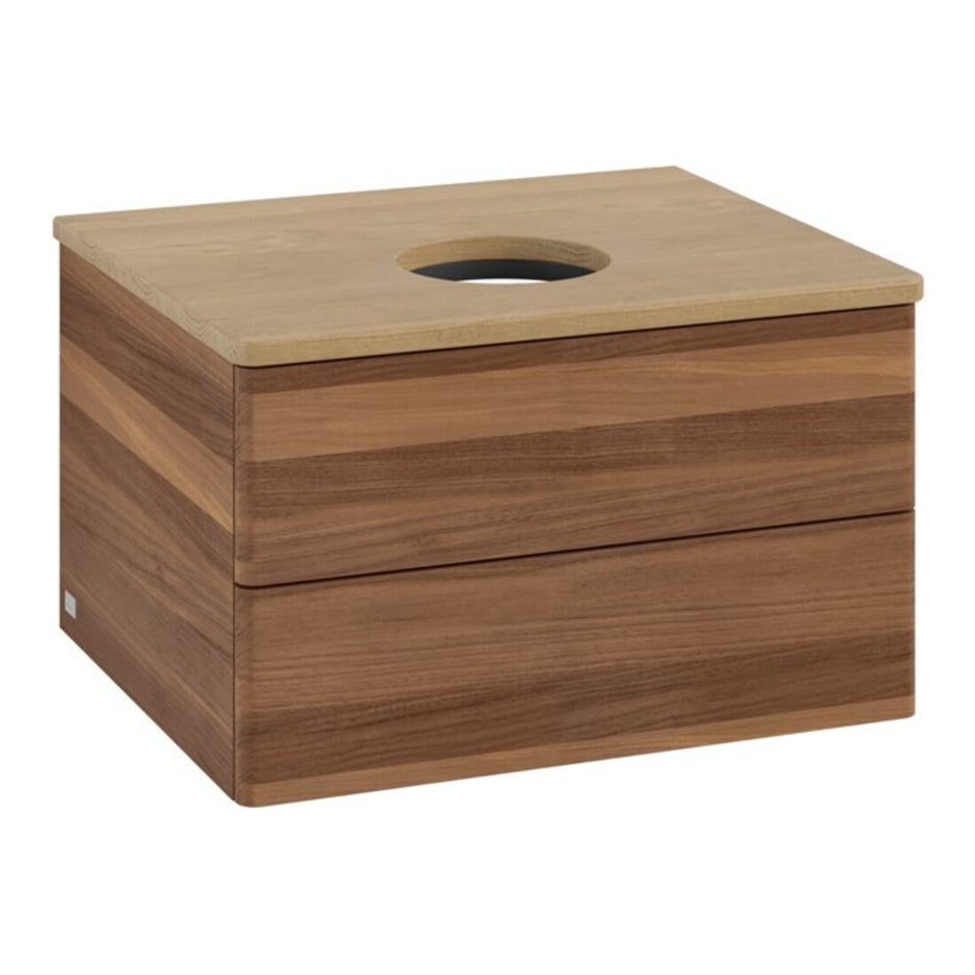 V&B Waschtischunterschrank ohne Frontstruktur -Beleuchtung Antao 60x36x50cm, WBP-farbe hon. Oa, w. walnut