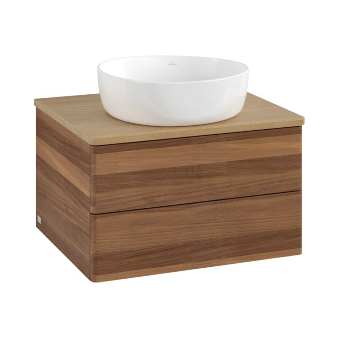 V&B Waschtischunterschrank ohne Frontstruktur -Beleuchtung Antao 60x36x50cm, WBP-farbe hon. Oa, w. walnut