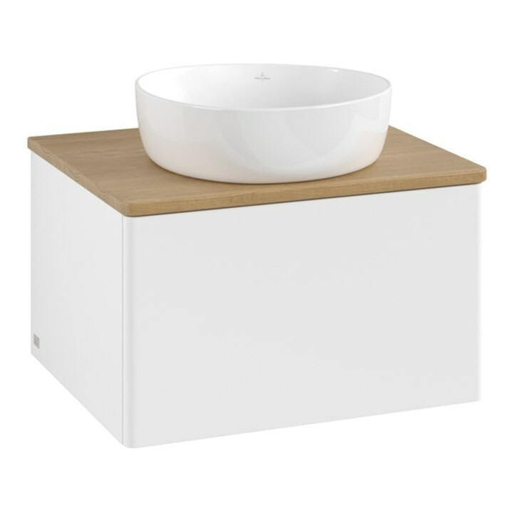 V&B Waschtischunterschrank ohne Frontstruktur -Beleuchtung Antao 60x36x50cm, WBP-farbe hon. Oa, wh. m Lac
