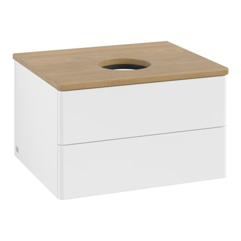 V&B Waschtischunterschrank ohne Frontstruktur -Beleuchtung Antao 60x36x50cm, WBP-farbe hon. Oa, wh. m Lac