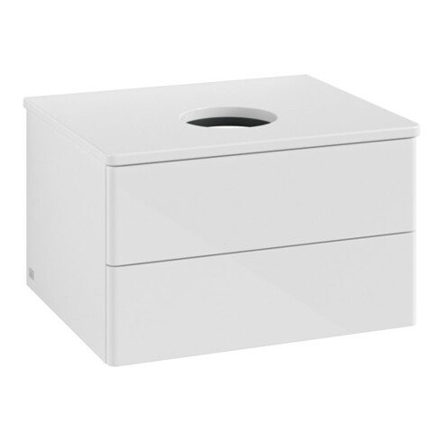 V&B Waschtischunterschrank ohne Frontstruktur -Beleuchtung Antao 60x36x50cm, WBP-farbe Lac, glo wh. Lac