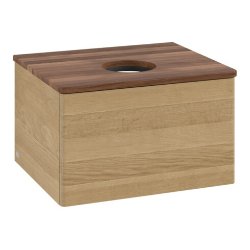 V&B Waschtischunterschrank ohne Frontstruktur -Beleuchtung Antao 60x36x50cm, WBP-farbe w. wal, honey oak