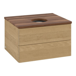 V&B Waschtischunterschrank ohne Frontstruktur -Beleuchtung Antao 60x36x50cm, WBP-farbe w. wal, honey oak