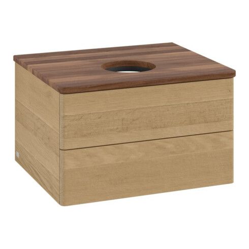 V&B Waschtischunterschrank ohne Frontstruktur -Beleuchtung Antao 60x36x50cm, WBP-farbe w. wal, honey oak