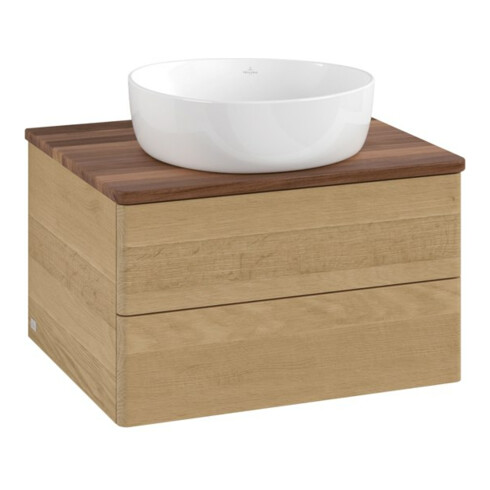 V&B Waschtischunterschrank ohne Frontstruktur -Beleuchtung Antao 60x36x50cm, WBP-farbe w. wal, honey oak