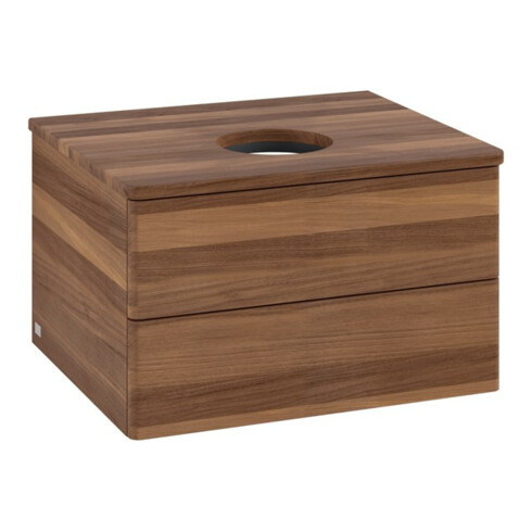 V&B Waschtischunterschrank ohne Frontstruktur -Beleuchtung Antao 60x36x50cm, WBP-farbe w. wal, w. walnut