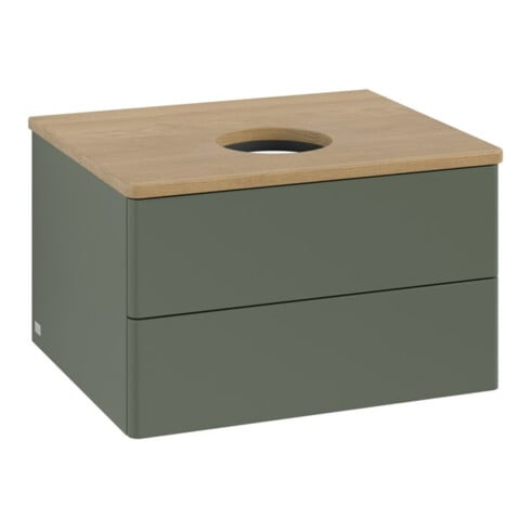 V&B Waschtischunterschrank ohne Frontstruktur -Beleuchtung Antao 60x36x50cm, WBP hon. Oa, lea gre. m Lac