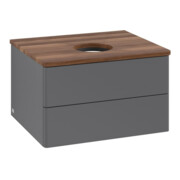 V&B Waschtischunterschrank ohne Frontstruktur -Beleuchtung Antao 60x36x50cm, WBP w. wal, Anthrac. m Lac