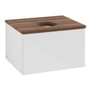 V&B Waschtischunterschrank ohne Frontstruktur -Beleuchtung Antao 60x36x50cm, WBP w. wal, glo wh. Lac