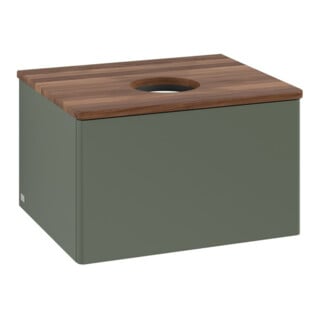 V&B Waschtischunterschrank ohne Frontstruktur -Beleuchtung Antao 60x36x50cm, WBP w. wal, lea gre. m Lac