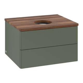 V&B Waschtischunterschrank ohne Frontstruktur -Beleuchtung Antao 60x36x50cm, WBP w. wal, lea gre. m Lac
