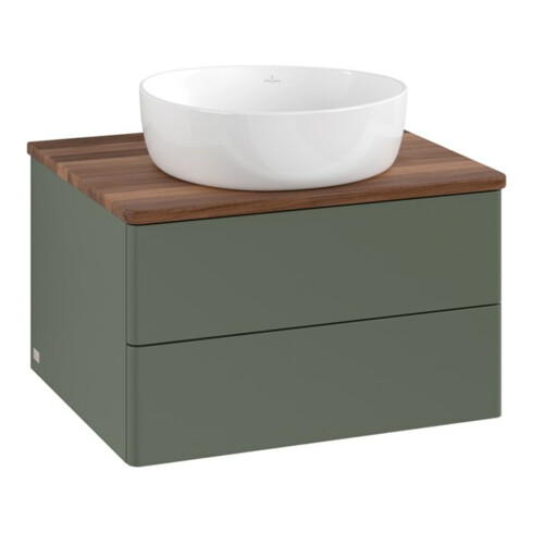 V&B Waschtischunterschrank ohne Frontstruktur -Beleuchtung Antao 60x36x50cm, WBP w. wal, lea gre. m Lac