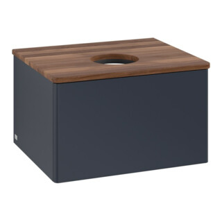 V&B Waschtischunterschrank ohne Frontstruktur -Beleuchtung Antao 60x36x50cm, WBP w. wal, md bl. m Lac