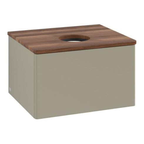 V&B Waschtischunterschrank ohne Frontstruktur -Beleuchtung Antao 60x36x50cm, WBP w. wal, st. Gr m Lac