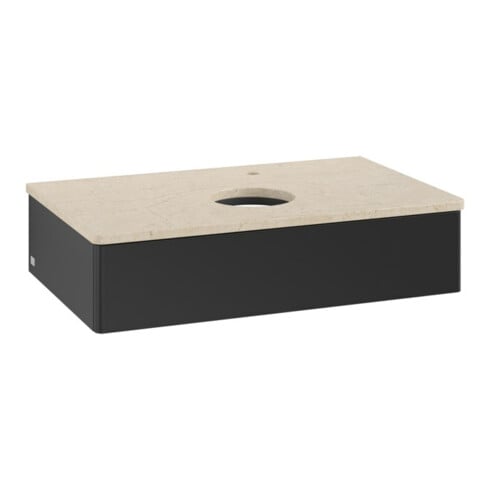 V&B Waschtischunterschrank ohne Frontstruktur -Beleuchtung Antao 80x19x50cm, HL, WBP botti., bla m Lac