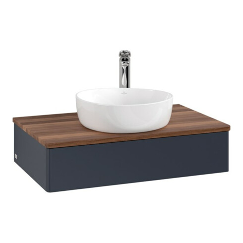 V&B Waschtischunterschrank ohne Frontstruktur -Beleuchtung Antao 80x19x50cm, HL, WBP w. wal, md bl. m Lac