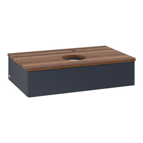 V&B Waschtischunterschrank ohne Frontstruktur -Beleuchtung Antao 80x19x50cm, HL, WBP w. wal, md bl. m Lac