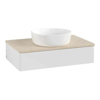 V&B Waschtischunterschrank ohne Frontstruktur -Beleuchtung Antao 80x19x50cm, WBP botti., glo wh. Lac