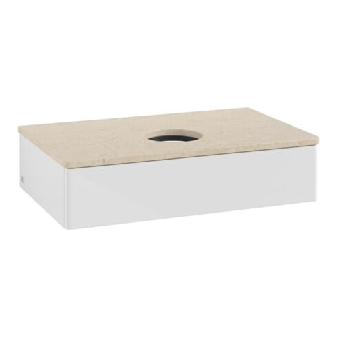 V&B Waschtischunterschrank ohne Frontstruktur -Beleuchtung Antao 80x19x50cm, WBP botti., glo wh. Lac