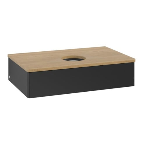 V&B Waschtischunterschrank ohne Frontstruktur -Beleuchtung Antao 80x19x50cm, WBP-farbe hon. Oa, bla m Lac