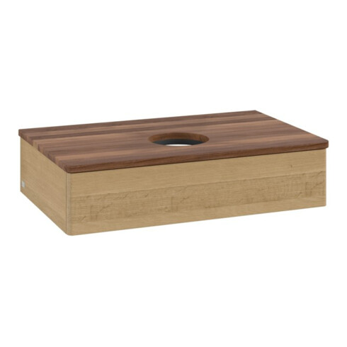 V&B Waschtischunterschrank ohne Frontstruktur -Beleuchtung Antao 80x19x50cm, WBP-farbe w. wal, honey oak