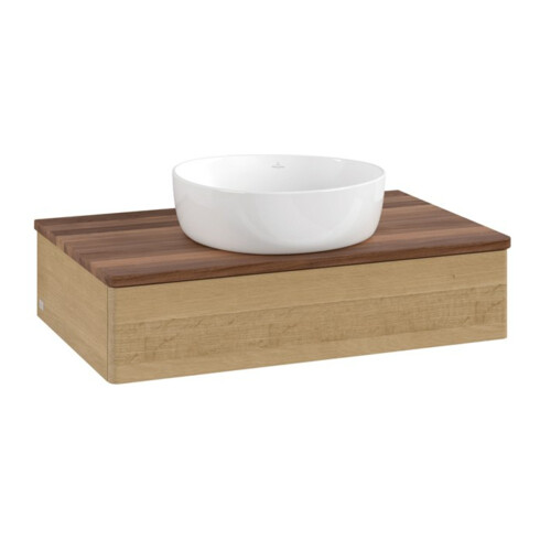 V&B Waschtischunterschrank ohne Frontstruktur -Beleuchtung Antao 80x19x50cm, WBP-farbe w. wal, honey oak