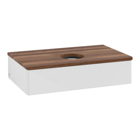 V&B Waschtischunterschrank ohne Frontstruktur -Beleuchtung Antao 80x19x50cm, WBP w. wal, glo wh. Lac