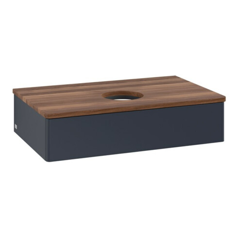 V&B Waschtischunterschrank ohne Frontstruktur -Beleuchtung Antao 80x19x50cm, WBP w. wal, md bl. m Lac